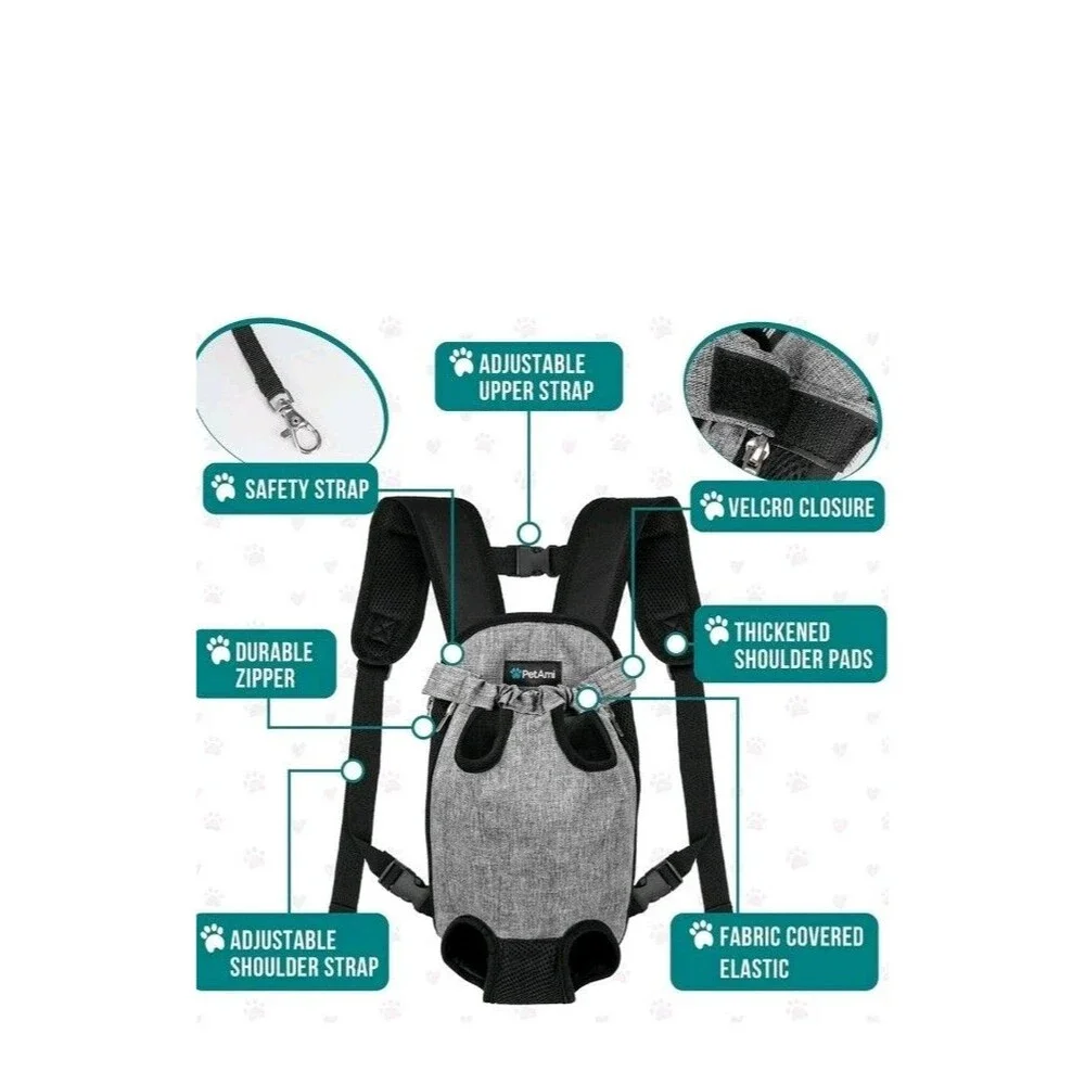 PetAmi Front-facing Pet Carrier Backpack In Grey Heathered. MED NWT  Fur Babies